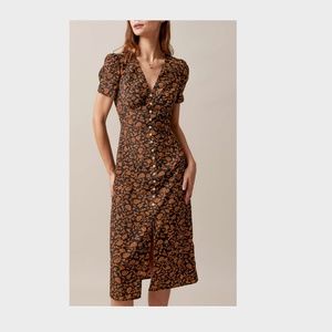 Stunning: Rihoas -- Puff Sleeve Button-up Floral Midi Dress, summer dress